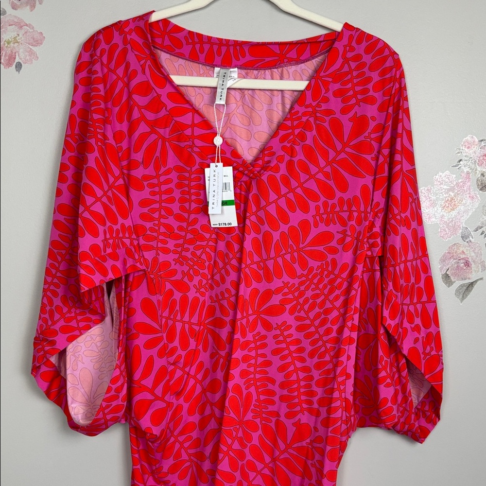 NWT Trina Turk Swim & Spa Collection Red and Pink Cover Up - L